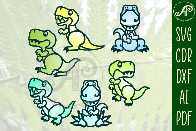 Cute T Rex two layer laser cut SVG files SVG APInspireddesigns 