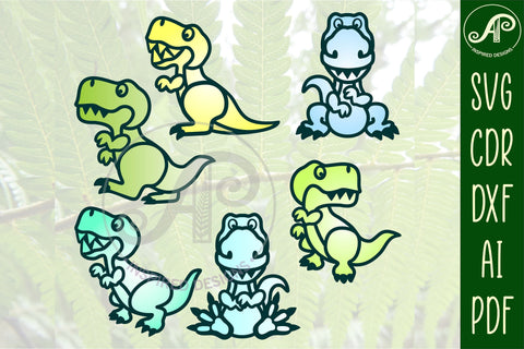 Cute T Rex two layer laser cut SVG files SVG APInspireddesigns 