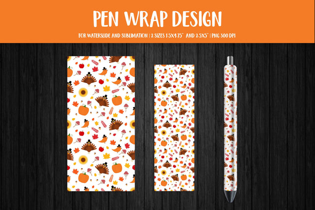 Cute Thanksgiving Pattern Pen Wrap Design Sublimation LaBelezoka 