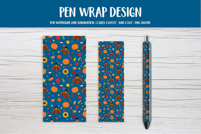 Cute Thanksgiving Pattern Pen Wrap Design Sublimation Sublimation LaBelezoka 