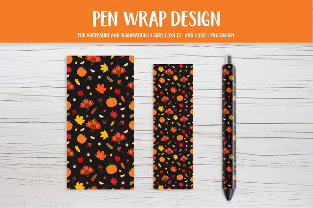 Cute Thanksgiving Pattern Pen Wrap Sublimation Design Sublimation LaBelezoka 