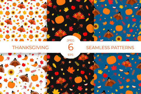 Cute Thanksgiving Seamless Patterns Digital Paper Digital Pattern LaBelezoka 