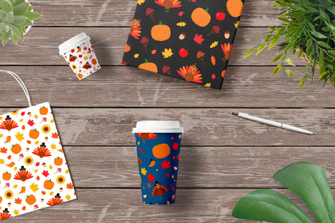 Cute Thanksgiving Seamless Patterns Digital Paper Digital Pattern LaBelezoka 