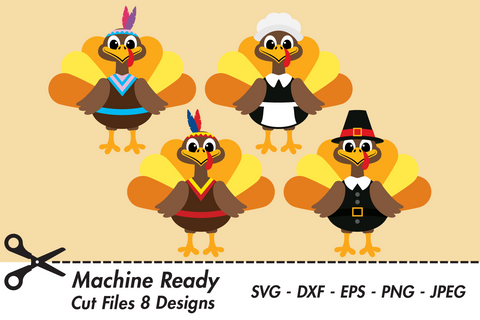 Cute Thanksgiving Turkey Bundle | Thanksgiving SVG SVG Captain Creative 