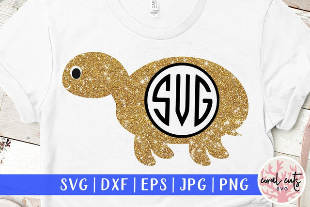 Cute Tortoise svg monogram frame SVG CoralCutsSVG 