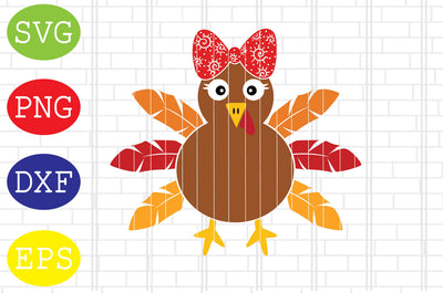 Cute Turkey With Bow Svg, Turkey Face Svg, Thanksgiving Svg, Welcome Fall Svg, Hello Fall Svg, Pumpkin Svg, Autumn Svg SVG DigitalSvgFiles 