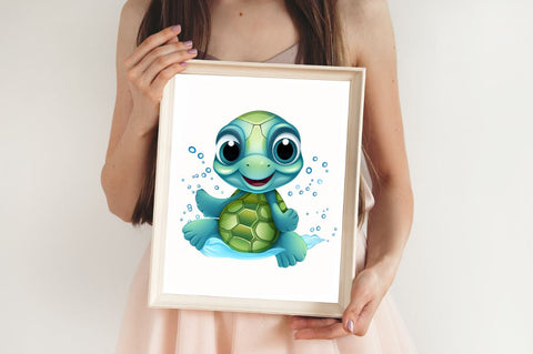 Cute Turtle Sublimation Clipart bundle Sublimation Regulrcrative 
