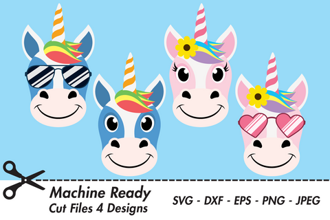 Cute Unicorn Faces With Shades | Magical SVG SVG Captain Creative 
