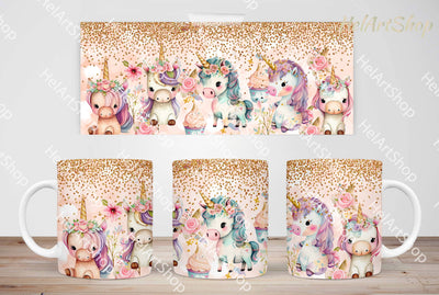 Cute Unicorn Mug PNG Sublimation, Kids 11Oz Mug Png Sublimation _HelArtShop_ 