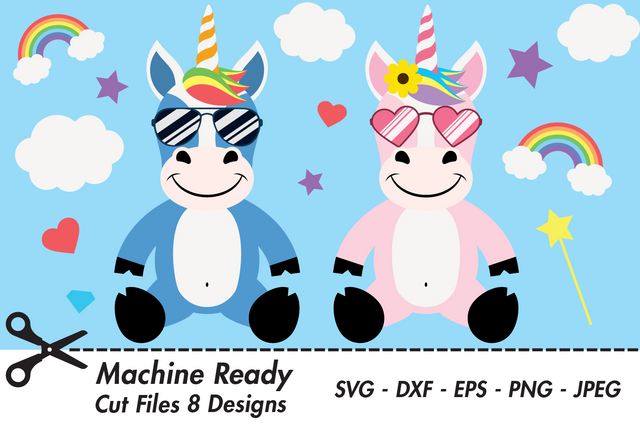 Cute Unicorns With Shades | Magical SVG SVG Captain Creative 