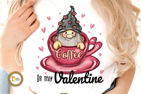Cute Valentine Gnome Sublimation PNG- Coffee is My Valentine Sublimation Dina.store4art 