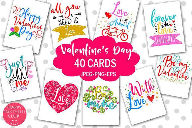 Cute Valentine's Day Cards- Printable Valentines Day Cards SVG Happy Printables Club 