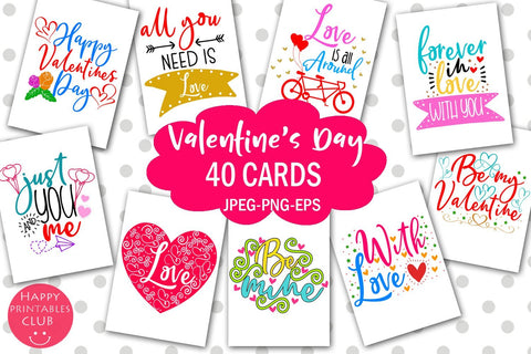Cute Valentine's Day Cards- Printable Valentines Day Cards SVG Happy Printables Club 