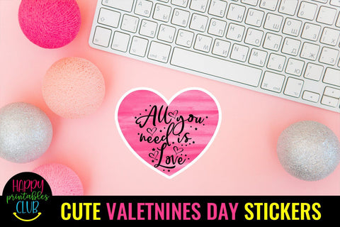 Cute Valentines Day Hearts Stickers-Love Romantic Stickers SVG Happy Printables Club 