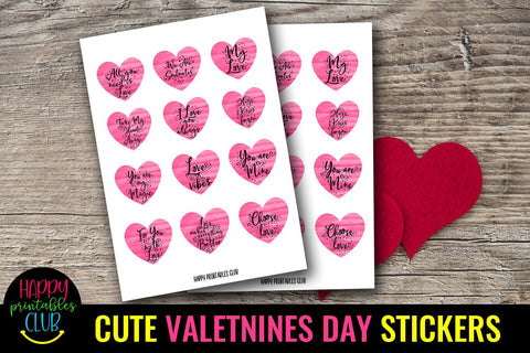 Cute Valentines Day Hearts Stickers-Love Romantic Stickers SVG Happy Printables Club 