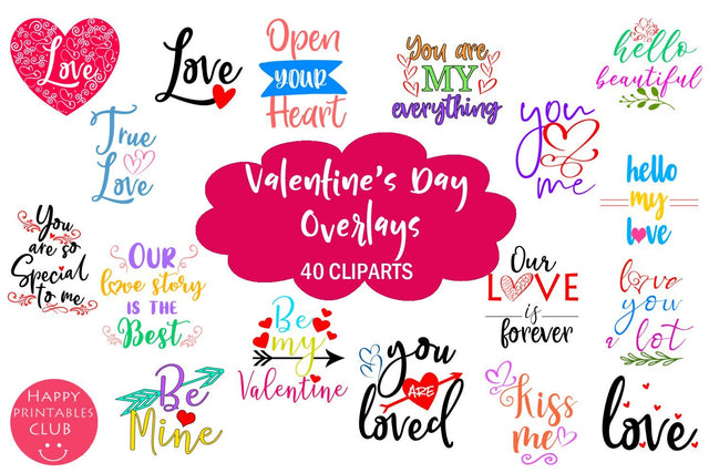 Cute Valentine's Day Overlays- Valentine Overlays Cute SVG Happy Printables Club 