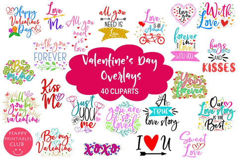 Cute Valentine's Day Overlays- Valentine Overlays Cute SVG Happy Printables Club 