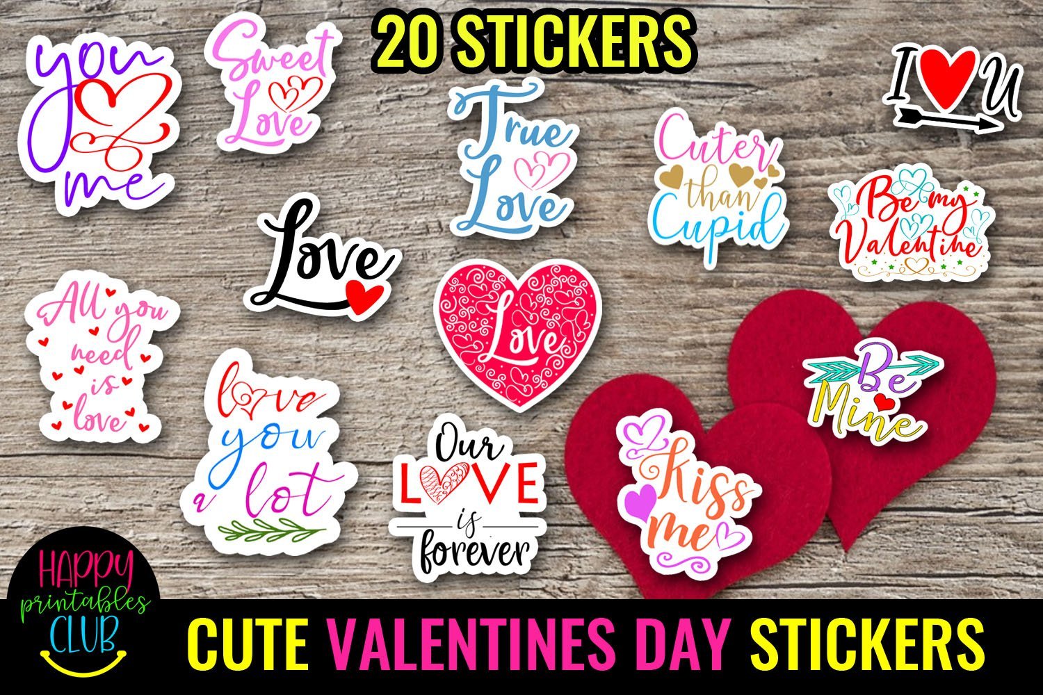 Cute Valentines Day Stickers-Love Romantic Stickers Cute - So Fontsy