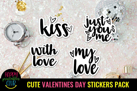 Cute Valentines Day Stickers Pack- Romantic Love Stickers SVG Happy Printables Club 