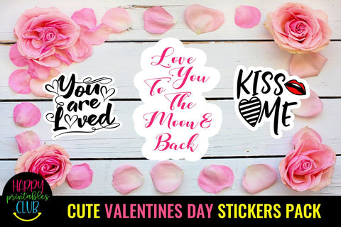 Cute Valentines Day Stickers Pack- Romantic Love Stickers SVG Happy Printables Club 