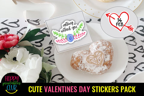 Cute Valentines Day Stickers Pack- Romantic Love Stickers SVG Happy Printables Club 