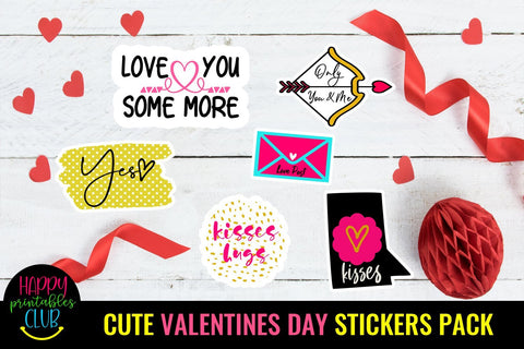 Cute Valentines Day Stickers Pack- Romantic Love Stickers SVG Happy Printables Club 