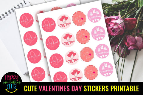 Cute Valentines Day Stickers Printable- Cute Love Stickers SVG Happy Printables Club 