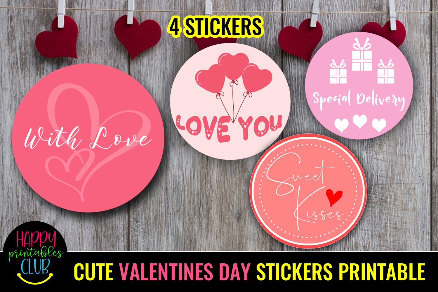 Valentine's Day Stickers I Printable Valentines Day Stickers - So Fontsy