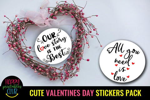 Cute Valentines Day Stickers- Romantic Love Stickers SVG Happy Printables Club 