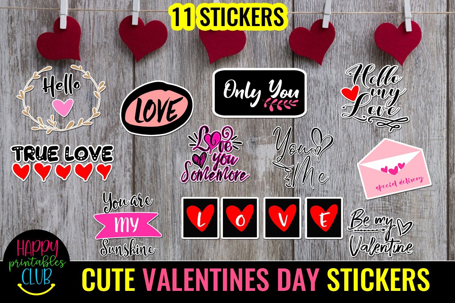 Cute Valentines Day Stickers- Romantic Love Stickers - So Fontsy
