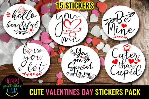 Cute Valentines Day Stickers- Romantic Love Stickers SVG Happy Printables Club 