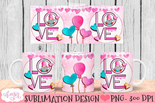 Cute Valentines Mug Wrap for Sublimation | Love mug PNG Sublimation Amorclipart 