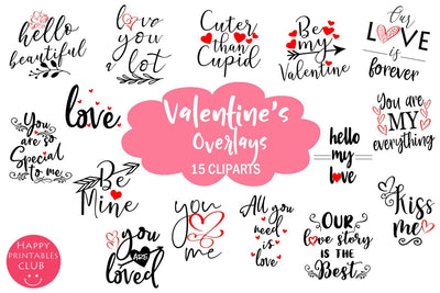 Cute Valentines Overlays-Valentines Day Overlay Collection SVG Happy Printables Club 