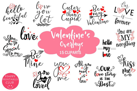 Cute Valentines Overlays-Valentines Day Overlay Collection SVG Happy Printables Club 