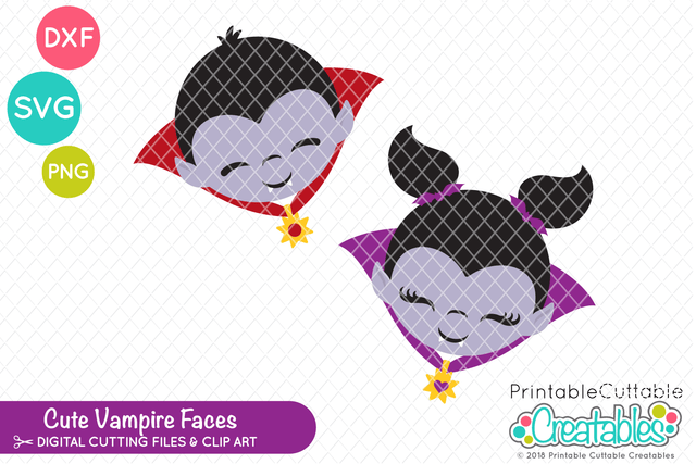 Cute Vampire Faces SVG Printable Cuttable Creatables 