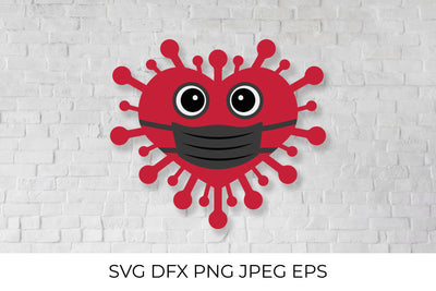 Cute virus wearing mask. Heart face mask SVG. Valentines SVG SVG Vera Fedorova 