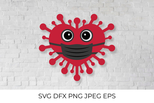 Cute virus wearing mask. Heart face mask SVG. Valentines SVG SVG Vera Fedorova 