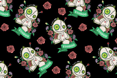 Cute Voodoo Doll - SVG PNG JPG Seamless Halloween Pattern Sublimation Digital Pattern Karma Genie Graphics 