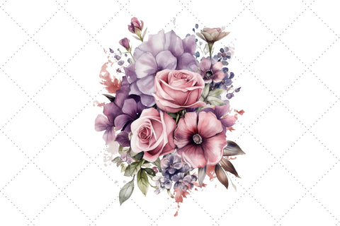 Cute Watercolor Floral Bouquet Clipart Bundle, Sublimation, Floral Bouquet SVG FloridPrintables 