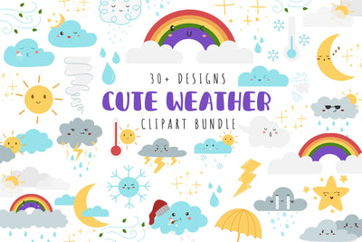 Cute Weather Clipart Bundle SVG dapiyupi store 