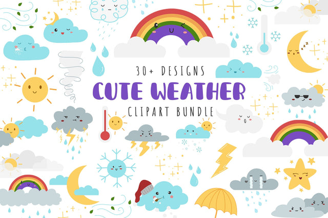 Cute Weather Clipart Bundle SVG dapiyupi store 