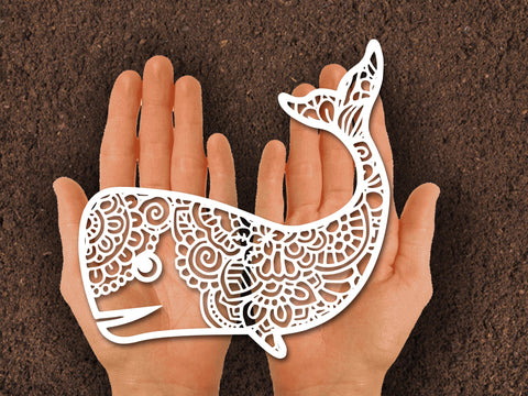 Cute Whale Flower Paper cut SVG Johan Ru designs 