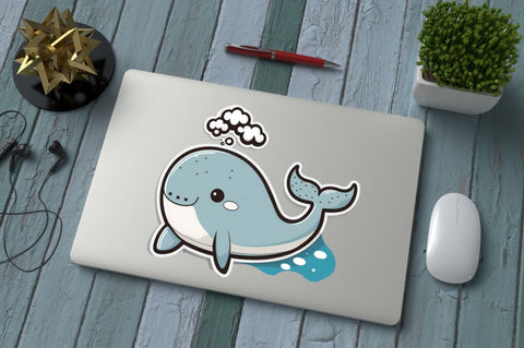 Cute Whales Cartoon Printable Stickers Bundle Sublimation Regulrcrative 