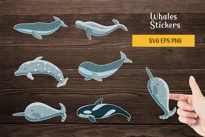 Cute Whales Stickers, Printable Stickers SVG SVG LuckyTurtleArt 