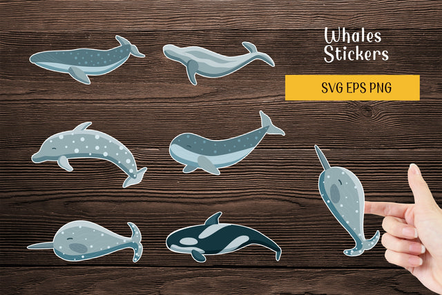Cute Whales Stickers, Printable Stickers SVG SVG LuckyTurtleArt 