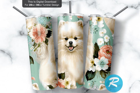 Cute White Pomeranian Dog 20 oz / 30 oz Tumbler PNG Sublimation Regulrcrative 