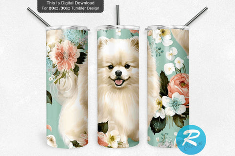 Cute White Pomeranian Dog 20 oz / 30 oz Tumbler PNG Sublimation Regulrcrative 