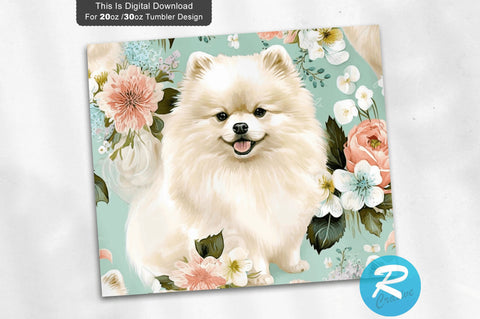 Cute White Pomeranian Dog 20 oz / 30 oz Tumbler PNG Sublimation Regulrcrative 