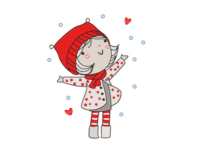Cute Winter Girl Embroidery Design, 4 sizes, Instant Download Embroidery/Applique DESIGNS Nino Nadaraia 