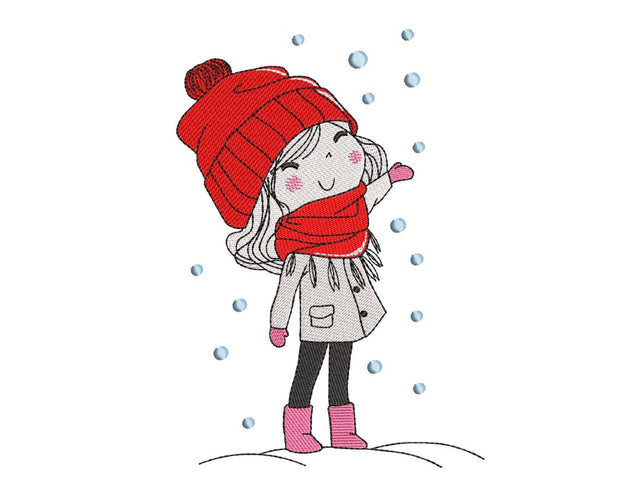 Cute Winter Girl Embroidery Design, 4 sizes, Instant Download Embroidery/Applique DESIGNS Nino Nadaraia 